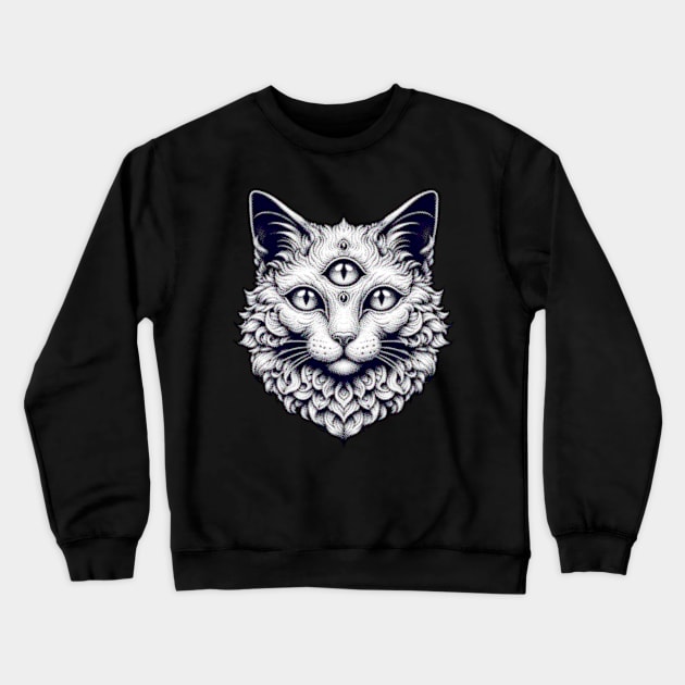 Third Eye Cat Crewneck Sweatshirt by Helgar